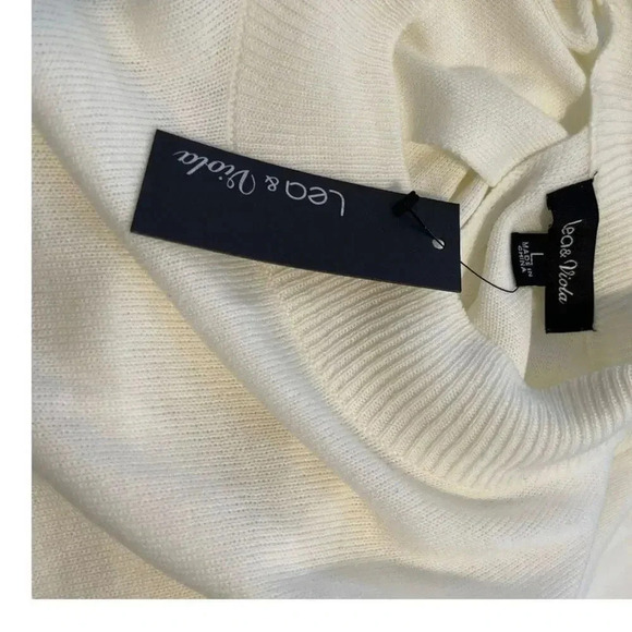 NEW Lea & Viola Women’s Large Ivory Sweater With Criss Cross Back NWT - Picture 4 of 5